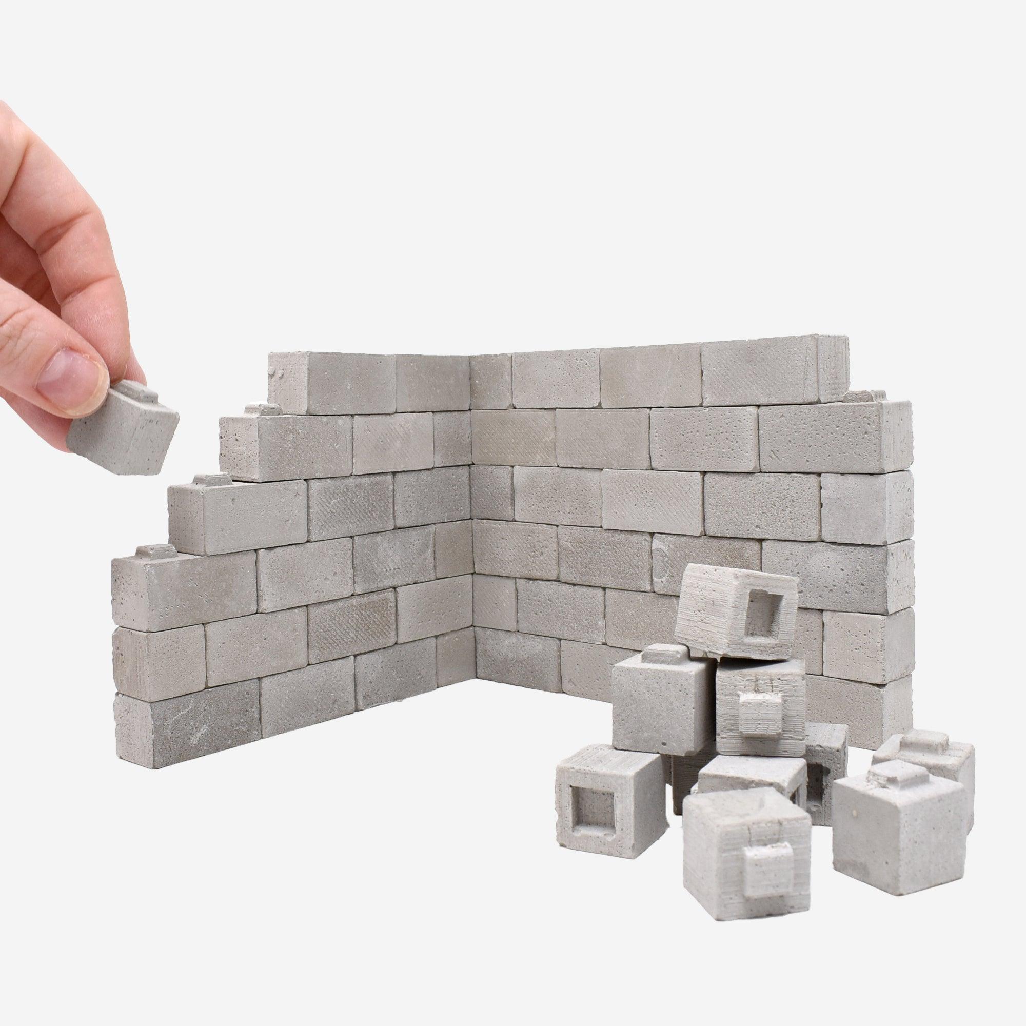 1:12 Scale Mini Construct-A-Block Half Concrete Blocks (15pk) - Mids