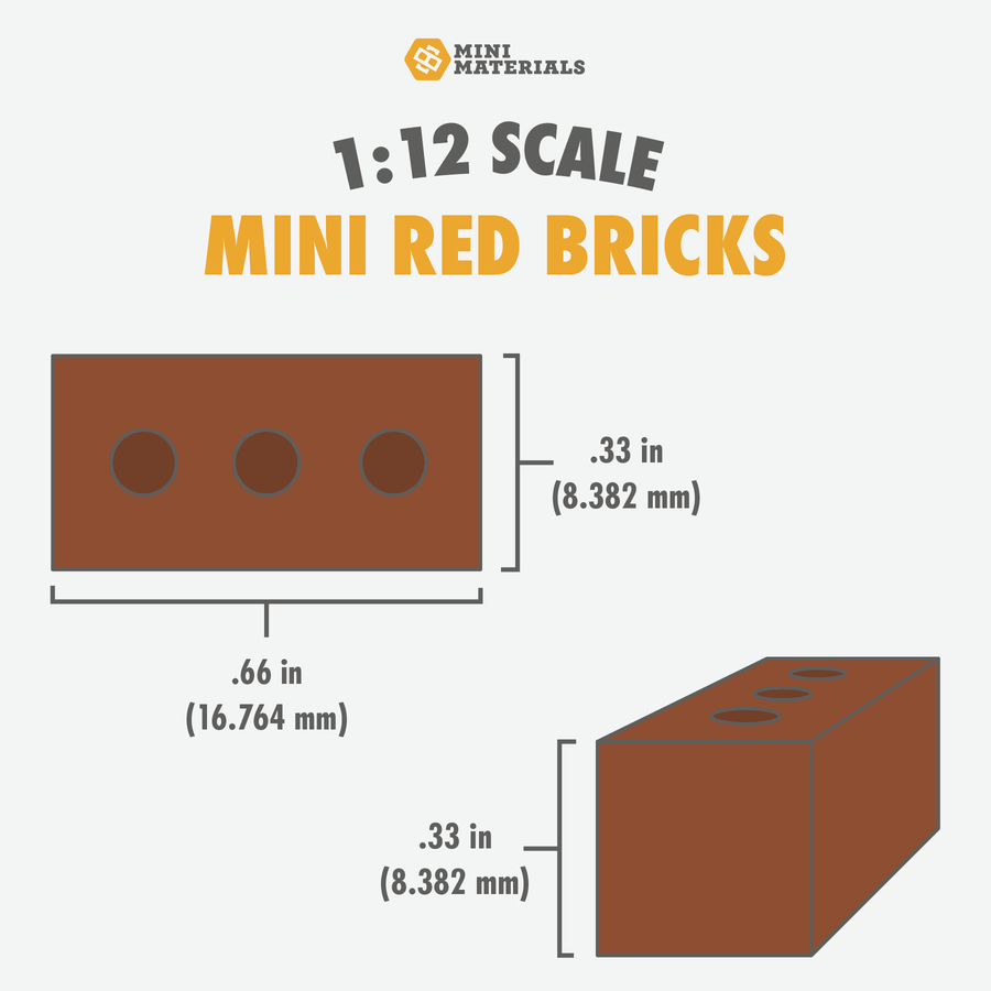 Acacia Grove Real Mini Red Bricks, 1/12 Scale (300 Pack)